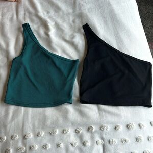 2 PACK ONE SHOULDER CROPPED TANK TOP